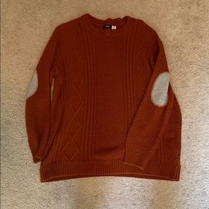Dark Orange Sweater with Elbow Patches